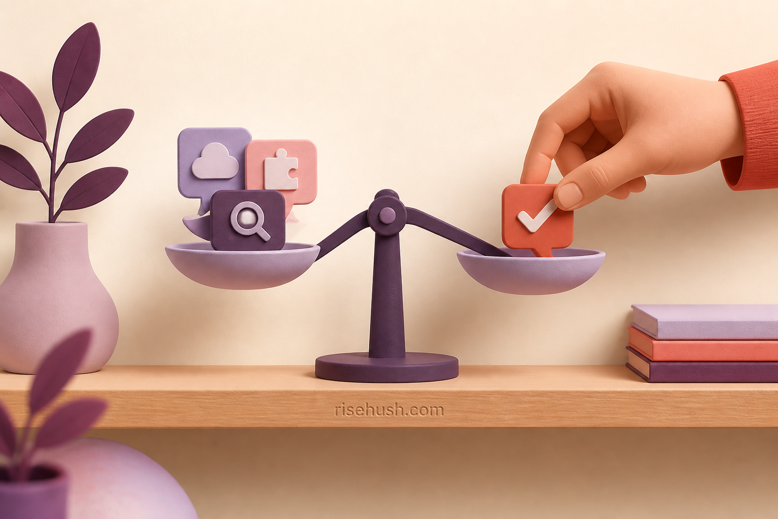 RiseHush product settings capture showing Widgets, Siri Shortcuts, and privacy controls — risehush.com