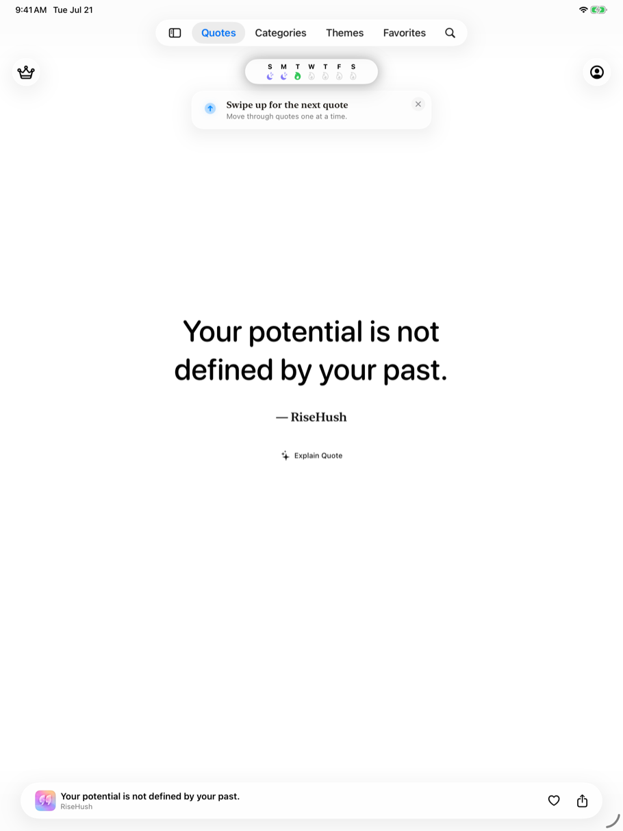 a supported device — A quiet quote experience across supported screens